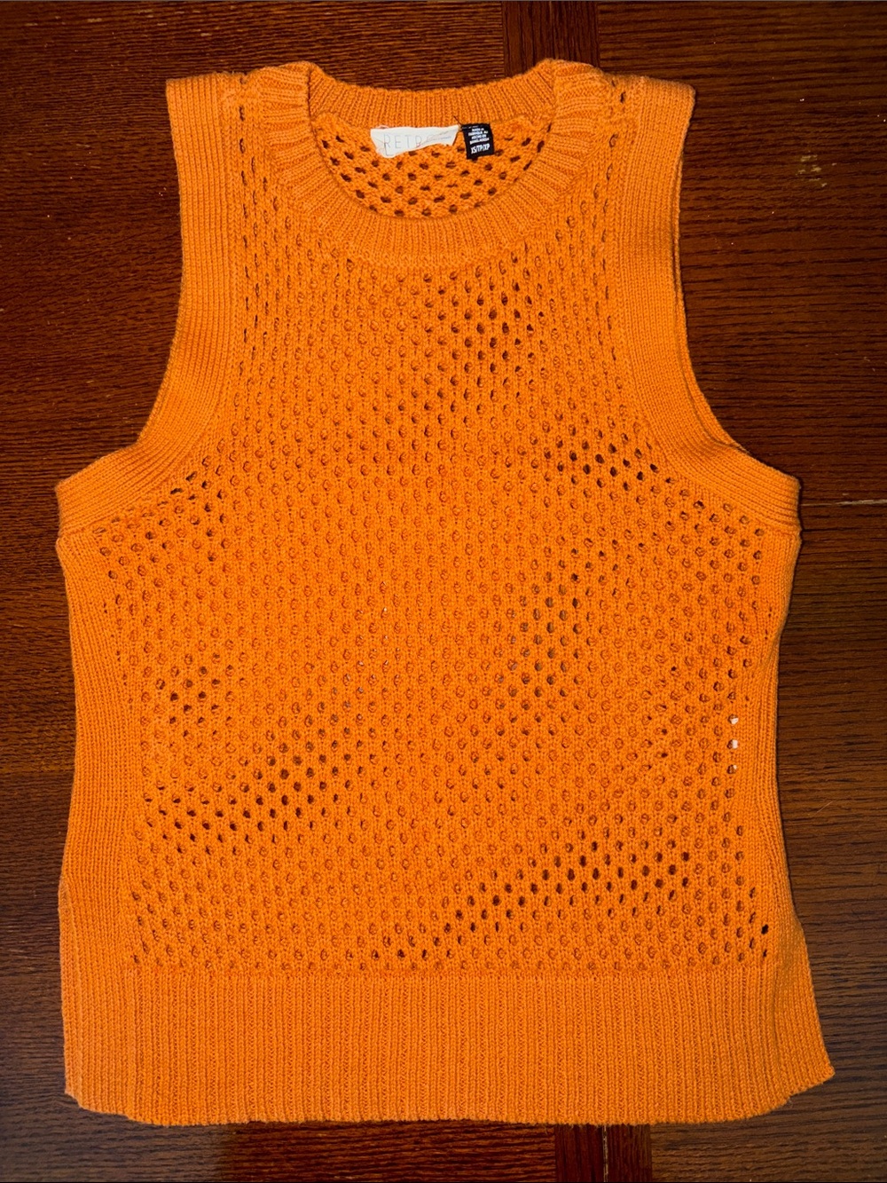 RETROD Open-Knit Sleeveless Camisole in Camel